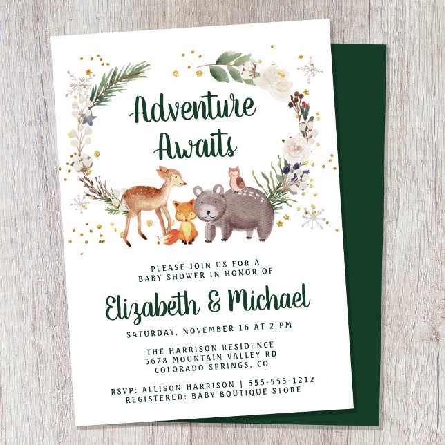 Winter Woodland Animals Par Baby Shower Inbjudningar (Skapare uppladdad)