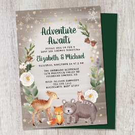 Winter Woodland Animals Par Baby Shower Inbjudningar