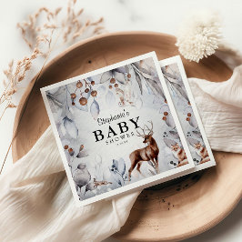 Winter Woodland Animals Vattenfärgsbabyskor Pappersservett
