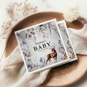 Winter Woodland Animals Vattenfärgsbabyskor Pappersservett