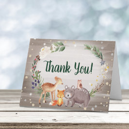 Winter Woodland Animals Vattenfärgsbabyskor Tack Kort