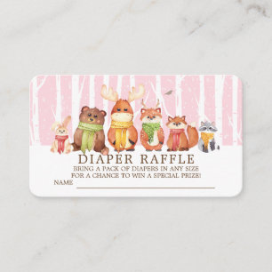 Winter Woodland Baby djur Diaper Raffle Biljett Tilläggskort