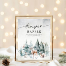 Winter Woodland Baby Kall Utsida Diaper Raffle