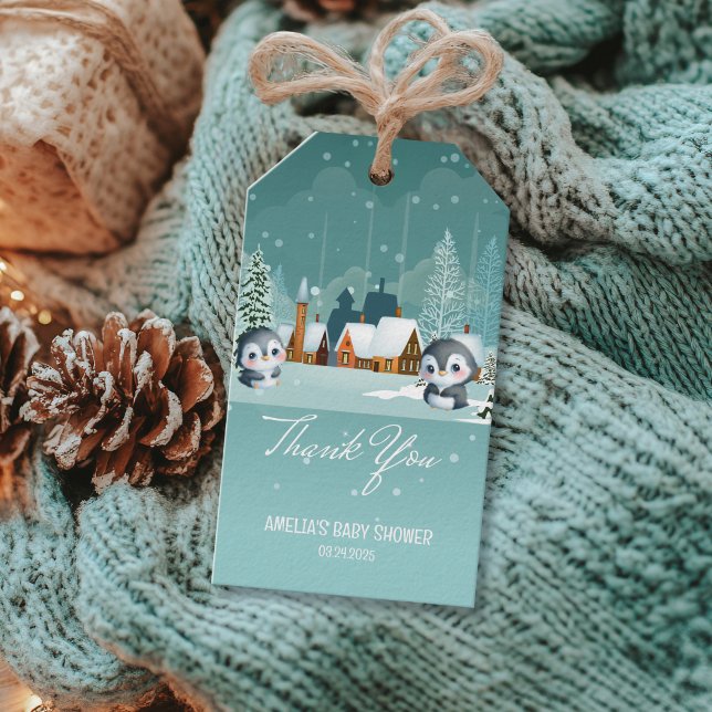 Winter Woodland Baby sitt kall utanför babyduschen Presentetikett (Skapare uppladdad)