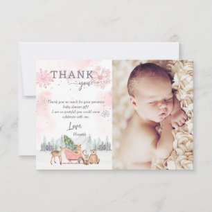 Winter Woodland Baby sitt Kall utanför Shower Phot Tack Kort
