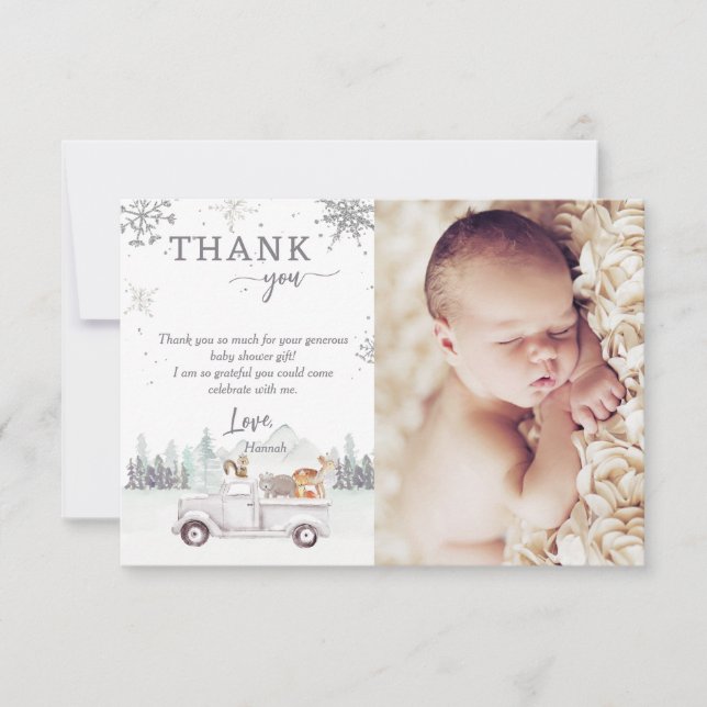 Winter Woodland Baby sitt Kall utanför Shower Phot Tack Kort (Framsida)