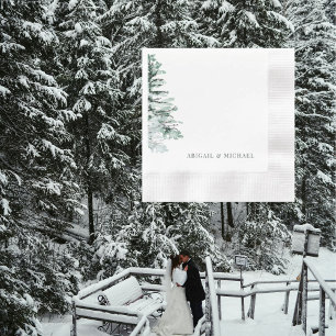 Winter Woodland Bröllop Personlig Cocktail Pappersservett
