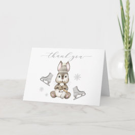 Winter Woodland Bunny Ice Skate Baby Shower  Tack Kort