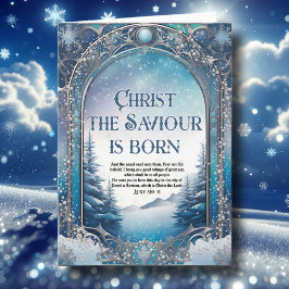 Winter Woodland Christian Bible Verse jul Helgkort