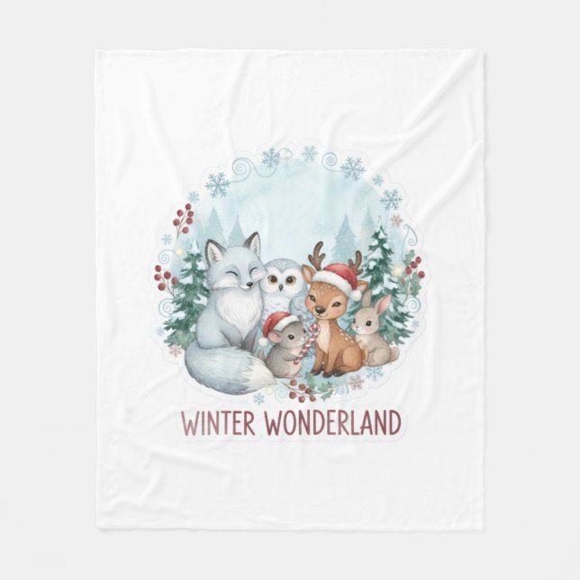 Winter Woodland Creatures Cozy Fleece Blanket (Framsidan)