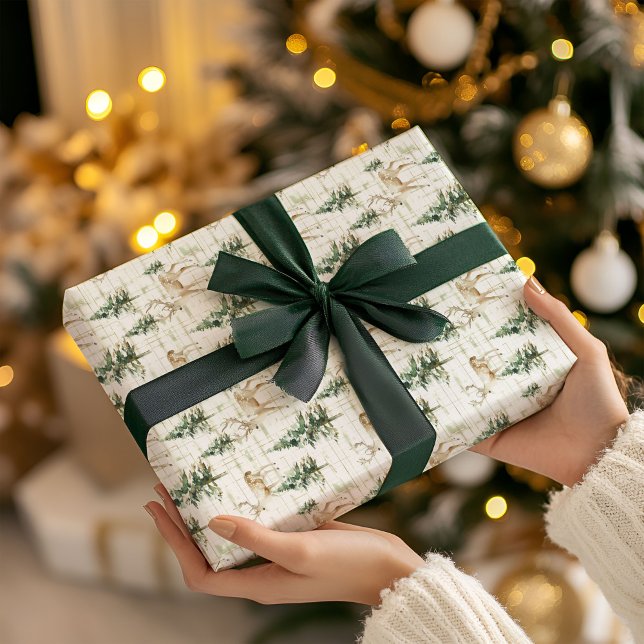 Winter Woodland Deer Christmas Wrapping Paper  Presentpapper (Skapare uppladdad)