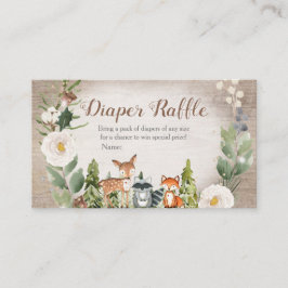 Winter Woodland Diaper Raffle White Blommigt Tilläggskort