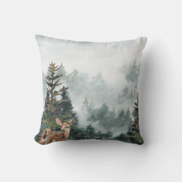 Winter Woodland Foggy Mountain Forest Doe Kudde