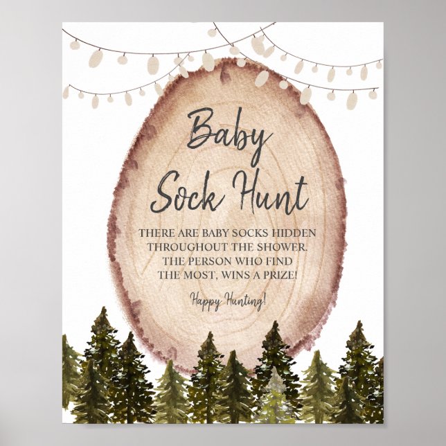 Winter Woodland Forest Baby Sock Hunt Poster (Framsidan)