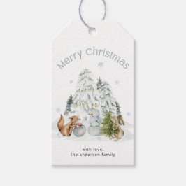 Winter Woodland Forest God jul Presentetikett