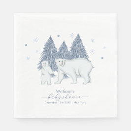 Winter Woodland Forest Polar Bear Baby Shower  Pappersservett