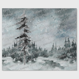 Winter Woodland Forest Silver God jul Presentpapper