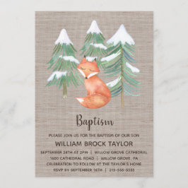 Winter Woodland Fox Baptism Inbjudningar