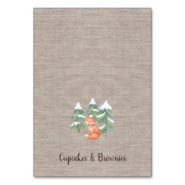 Winter Woodland Fox Buffet Food Labels Bordsnummer