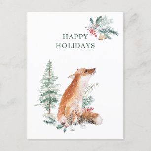 Winter Woodland Fox jul - nyår Vykort