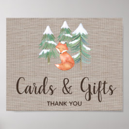 Winter Woodland Fox-kort och presentkort Poster
