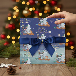 Winter Woodland Fox & Snowman Wrapping Paper Presentpapper