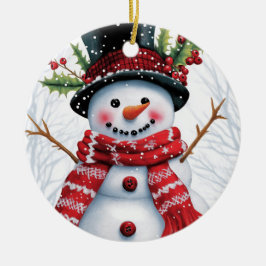 Winter Woodland Friends | Festive Snögubbe Julgransprydnad Keramik