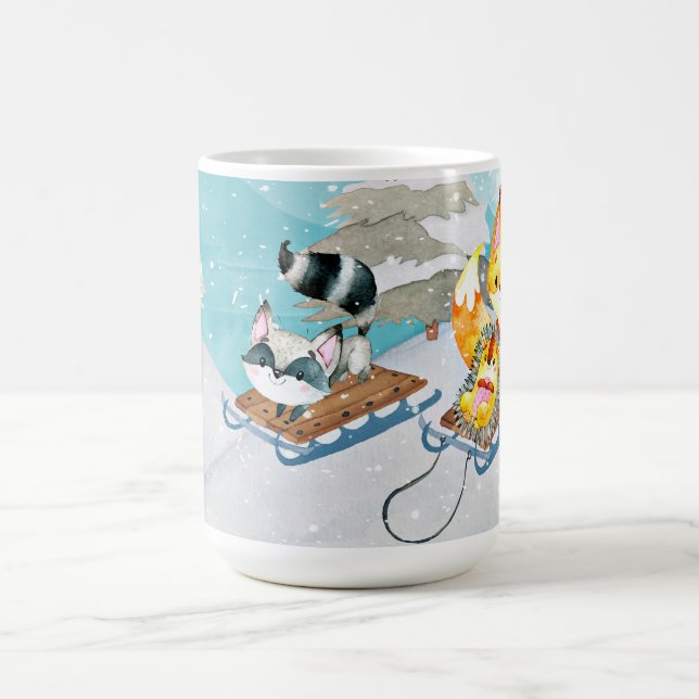 Winter Woodland Friends - Fox Hedgehog Illustratio Kaffemugg (Center)