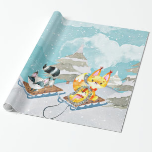 Winter Woodland Friends - Fox Hedgehog Illustratio Presentpapper