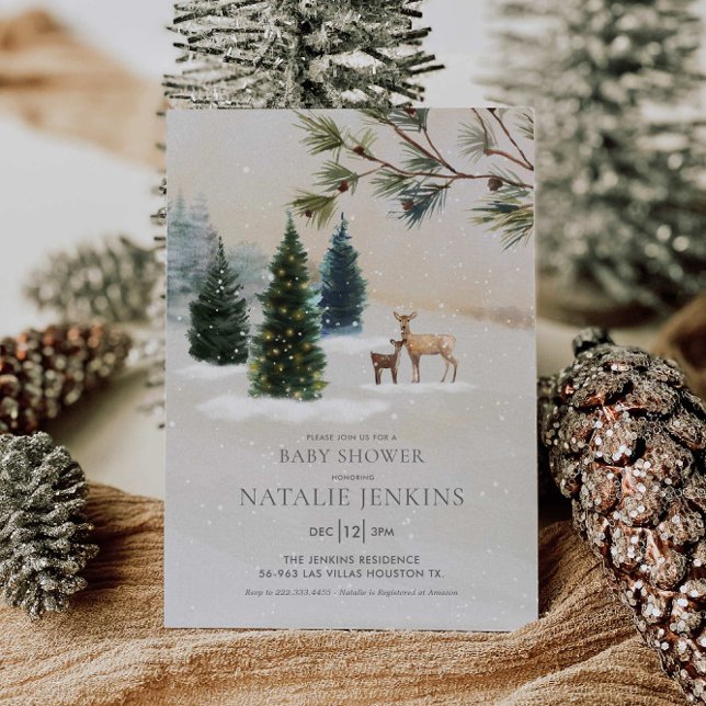 Winter Woodland Gender Neutral Baby Shower Inbjudningar (Skapare uppladdad)
