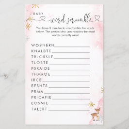 Winter Woodland Girl Baby Shower Ord Scramble