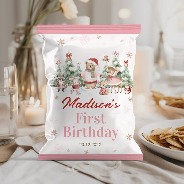 Winter Woodland Girl Birthday Chip Bag Wrapper Reklamblad (Skapare uppladdad)