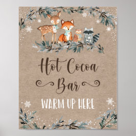 Winter Woodland Greenery Hett Cocoa Pub Sign Poster