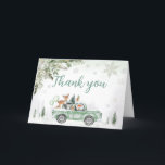Winter Woodland Grönt Lastbil Baby Shower Tack Kort<br><div class="desc">Visa tacksamhet med Neutralt Baby Det är Kallet utanför babydischen Tack för att du kan skriva ut kortet, ett perfekt sätt att ditt hjärtliga tack. Med vackra motiv från baby lägger det här anpassadet till en aning söthet för din uppskattning. Personligen för att framföra ditt tack på det mest charmerande...</div>
