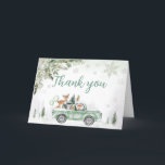 Winter Woodland Grönt Lastbil Baby Shower Tack Kort<br><div class="desc">Visa tacksamhet med Neutralt Baby Det är Kallet utanför babydischen Tack för att du kan skriva ut kortet, ett perfekt sätt att ditt hjärtliga tack. Med vackra motiv från baby lägger det här anpassadet till en aning söthet för din uppskattning. Personligen för att framföra ditt tack på det mest charmerande...</div>