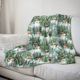 Winter Woodland Hjort Fleecefilt