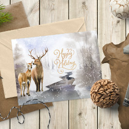 Winter Woodland Hjort Glad helg Photo