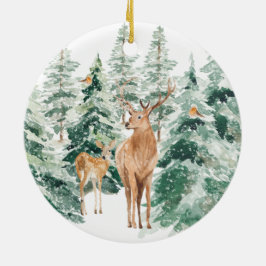 Winter Woodland Hjort jul Ceramic Ornament