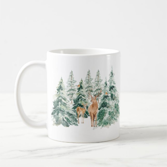 Winter Woodland Hjort jul Kaffemugg (Vänster)