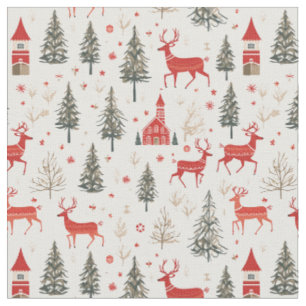 Winter Woodland Hjort Norden jul Tyg