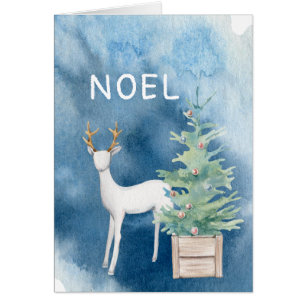 Winter Woodland/Hjort och Träd/Noel-jul Hälsningskort
