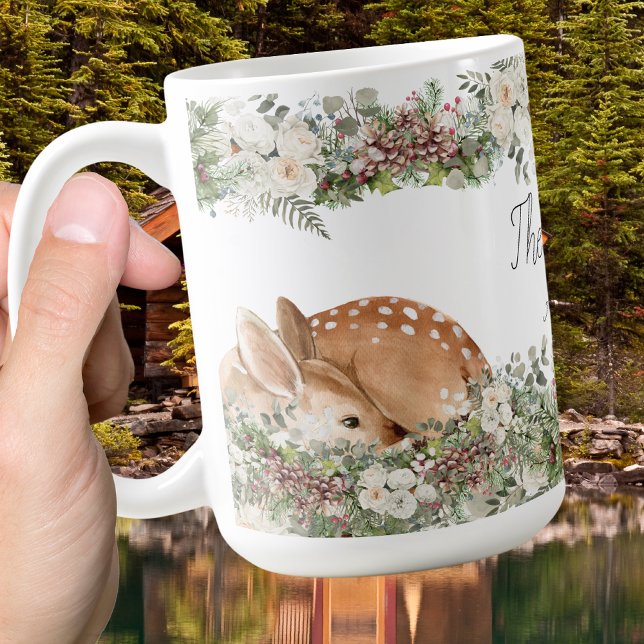 Winter Woodland Hjort Vild 1 Kaffemugg (Skapare uppladdad)