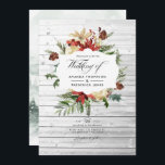 Winter Woodland jul Rustic Bröllop Photo Inbjudningar<br><div class="desc">Snowy Rustic gräs och spruce blommigt water christmas bröllopsinbjudan med en grönt vattenfärg tvättar bakgrund. Bilden på baksidan är valfri. Om du hellre vill ta bort den, rulla ned till grund i "Anpassa den här mallen" och klicka på "Redigera med Design Verktyg". I Verktyg på Design kan du redigera, ,...</div>