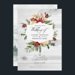 Winter Woodland Jul Rustic QR Code Bröllop Inbjudningar<br><div class="desc">Snowy Rustic gräs och spruce blommigt Vattenskärtad julbröllopsinbjudan med en grönt vattenfärg tvättar bakgrund. QR-koden på andra sidan går till din bröllop-webbplats där människor kan lära sig mer och osa.</div>