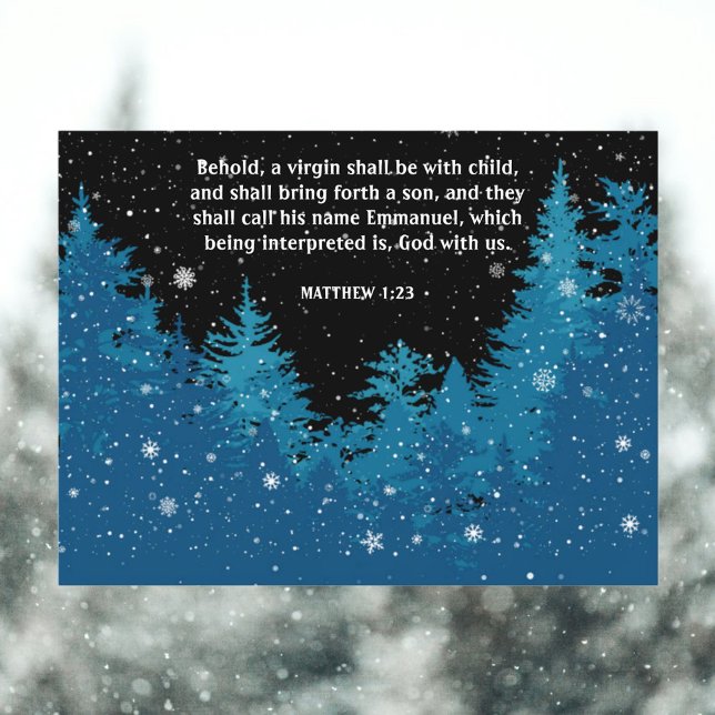 Winter Woodland Matthew KJV Verse jul Helg Vykort (Skapare uppladdad)
