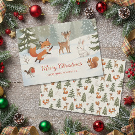 Winter Woodland Merry Christmas Forest Animals Julkort