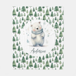 Winter Woodland Nalle Namn Fleecefilt