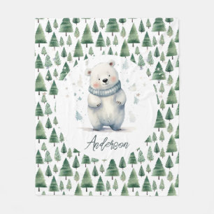 Winter Woodland Nalle Namn Fleecefilt