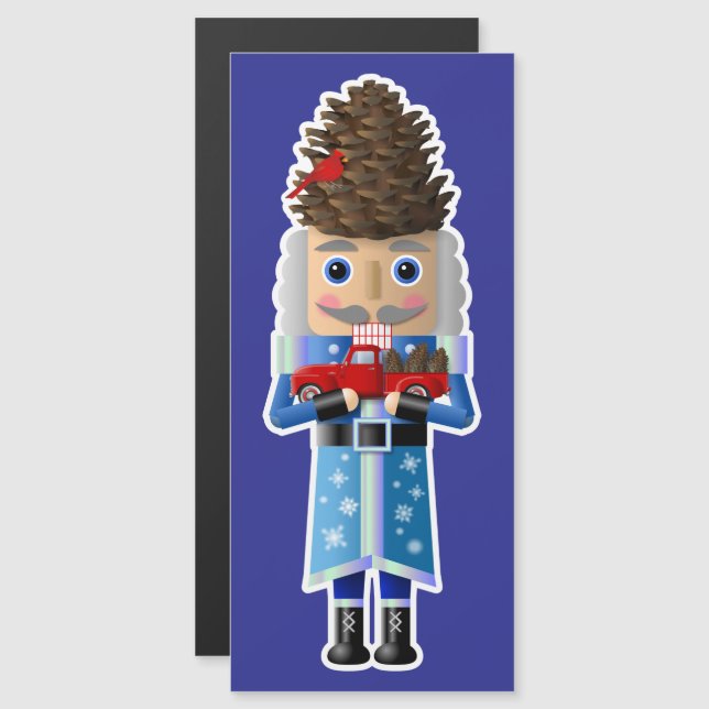 Winter Woodland Nutcracker med Little Red Lastbil (Fram/baksida)