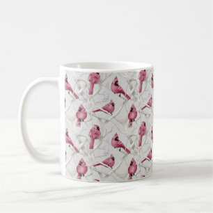 Winter Woodland Red Cardinal Birds Mönster Kaffemugg